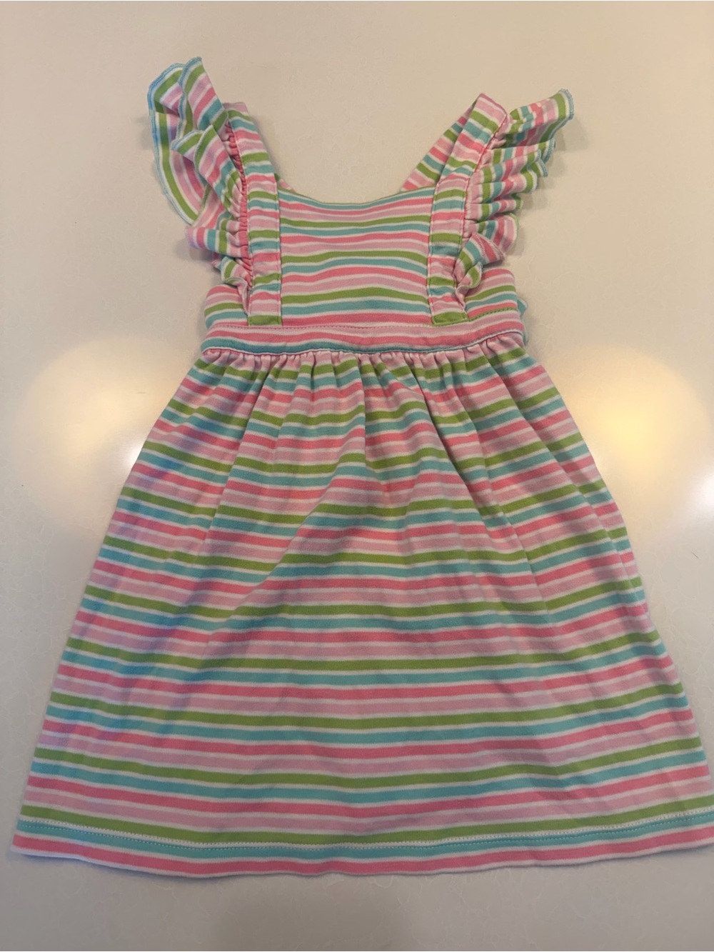 Striped Ruffle-Shoulder Sundress for Girls 100% Pima cotton! EUC! 3T